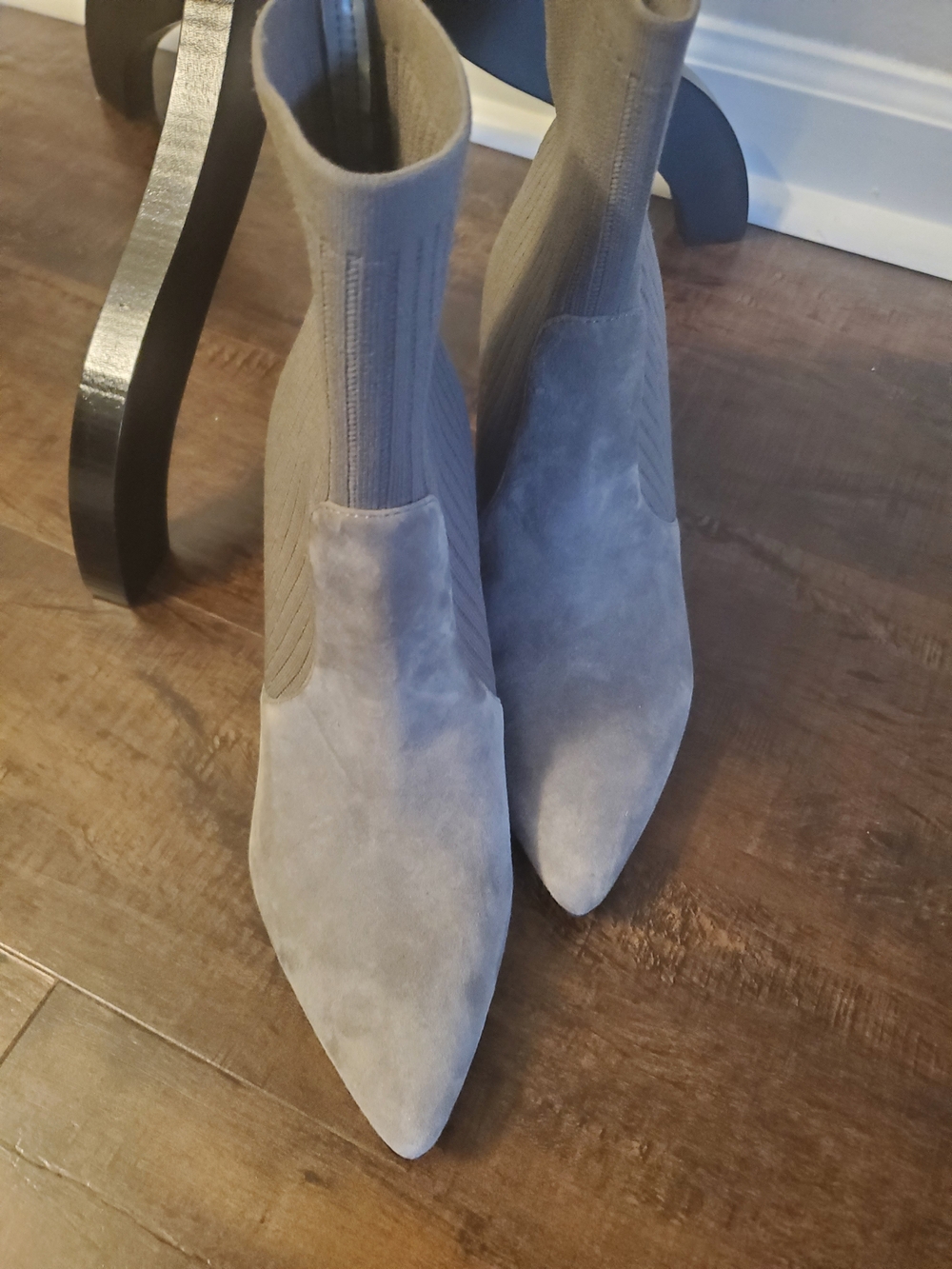 Marc Jacobs Light Gray Suede Pointed-Toe Sock Booties